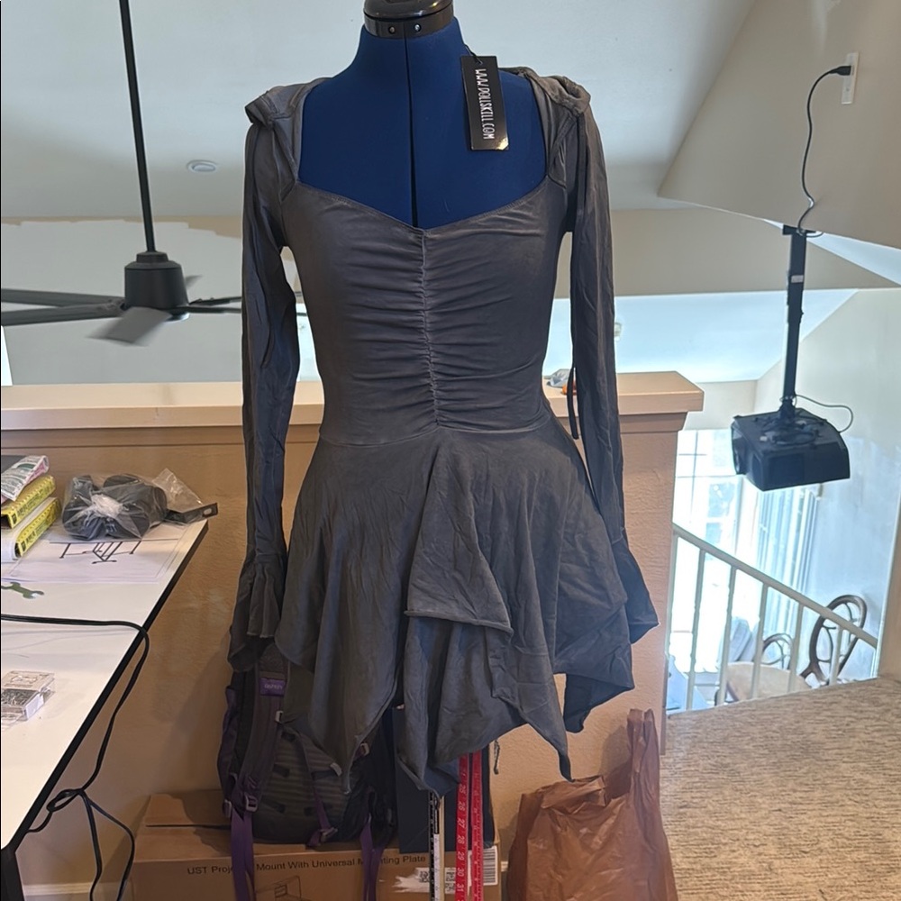 Current Mood Fairy dress Gray Long Sleeve with hood